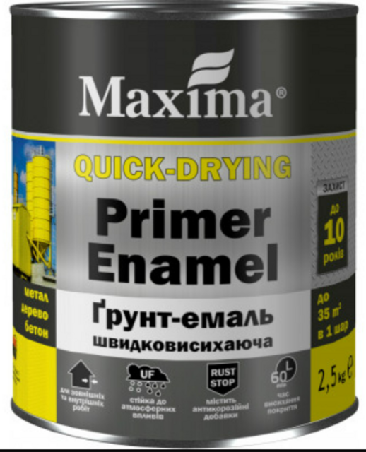 Ґрунт-емаль MAXIMA швидкосохнуча помаранчева глянець, 2,5 кг